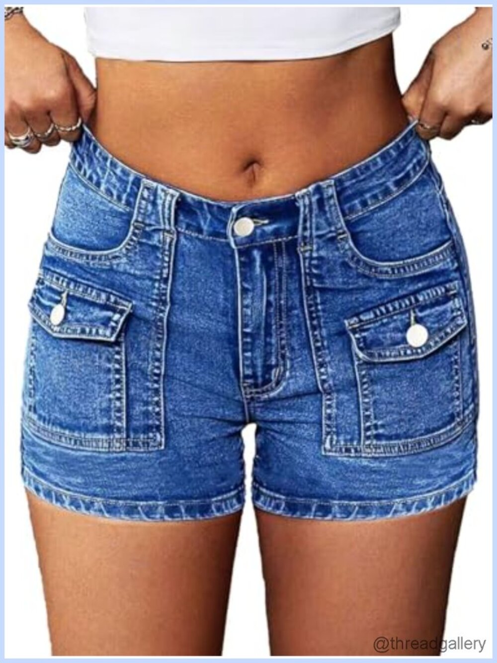 Mid Rise Denim Shorts for Women Flat Front Relaxed Fit Jean Shorts